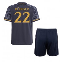 Camiseta Real Madrid Antonio Rudiger #22 Segunda Equipación Replica 2023-24 para niños mangas cortas (+ Pantalones cortos)